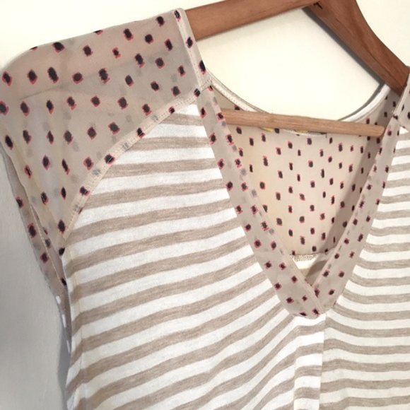 Anthro Little Yellow Button Daystripe Tee, Size XS - Picture 4 of 13